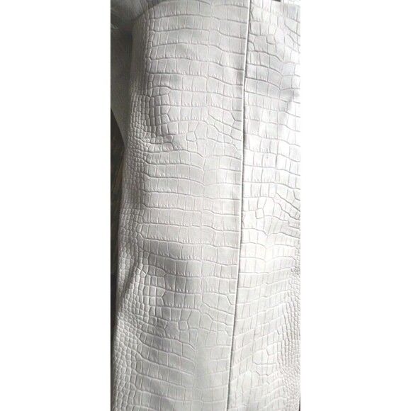 Public Desire Boots Women's 8  Gray Fold Over Croc Embossed Knee High Block Heel - Picture 8 of 9